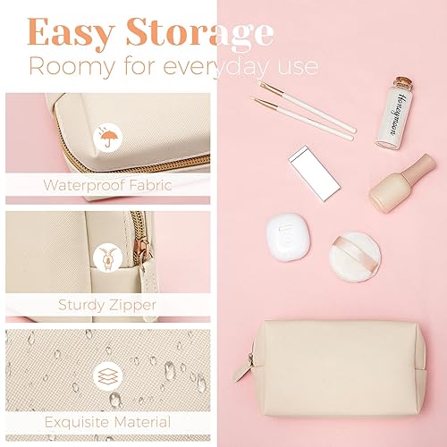 Miniatura 3 de 8 bolsas de maquillaje de piel sintética, bolsa de cosméticos impermeable, pequeña bolsa de aseo portátil, organizador de cosméticos, bolsa de