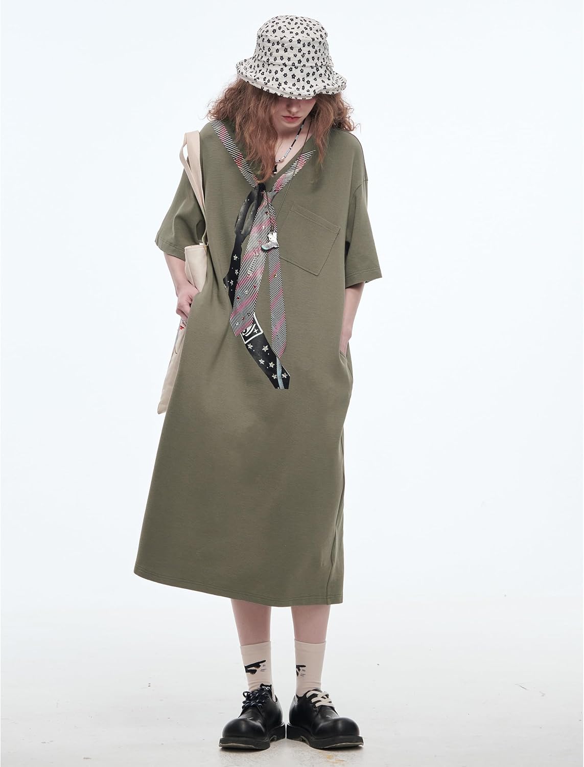 Womens Pullover T-Shirt Dresses Stretchy Knitted Jacquard Loose Summer