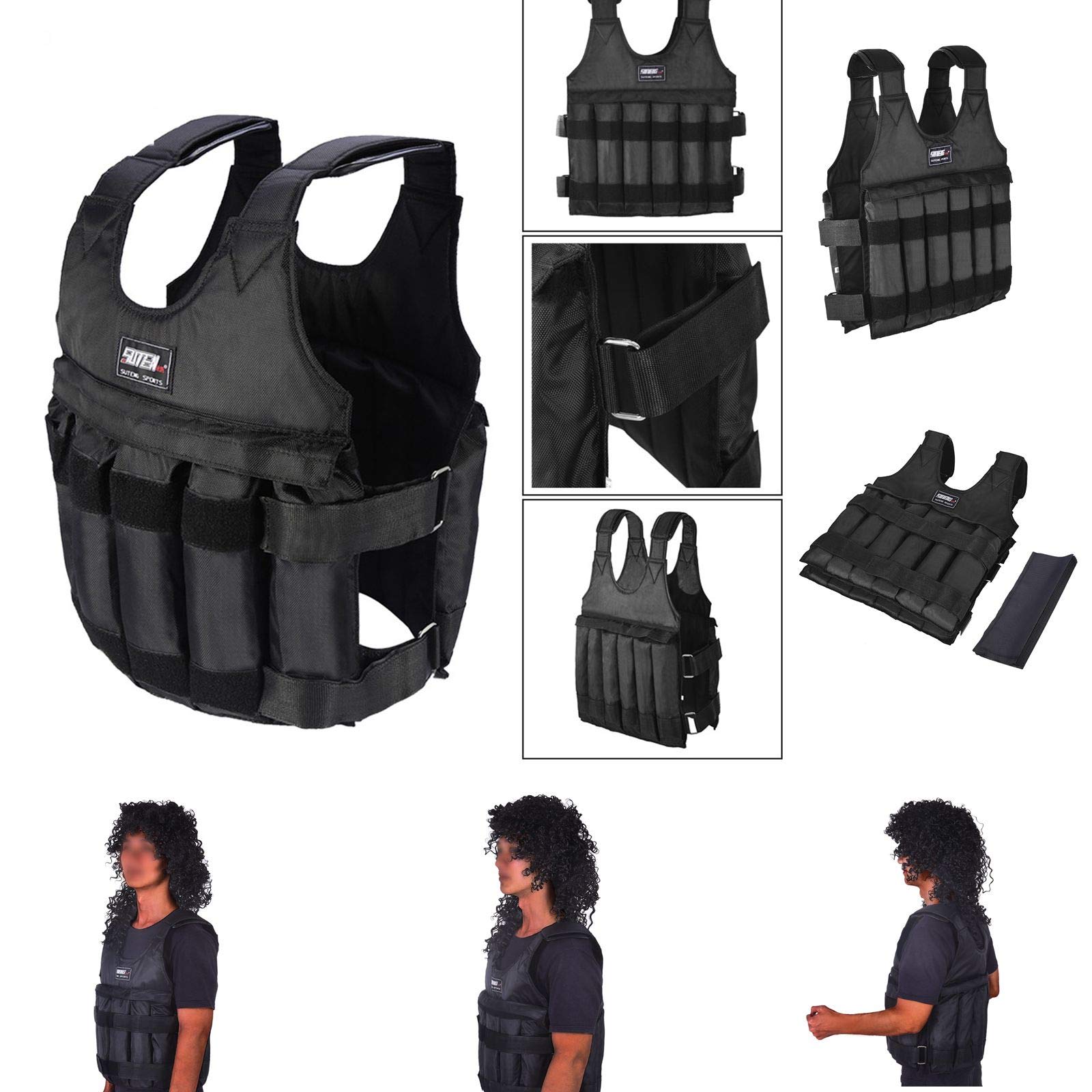 Sports Weighted Vest for Women Men Adjustable Weight 110LB Exercise Training Fitness Body Weight Vests for Running Boxing