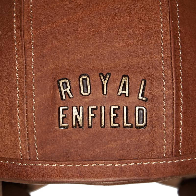Image of Royal Enfield Granado Isi & Dot Certified Leather Coated Riding Helmet Re Logo Tan L-600Mm with Excellent Impact Protection, Motorcycling
