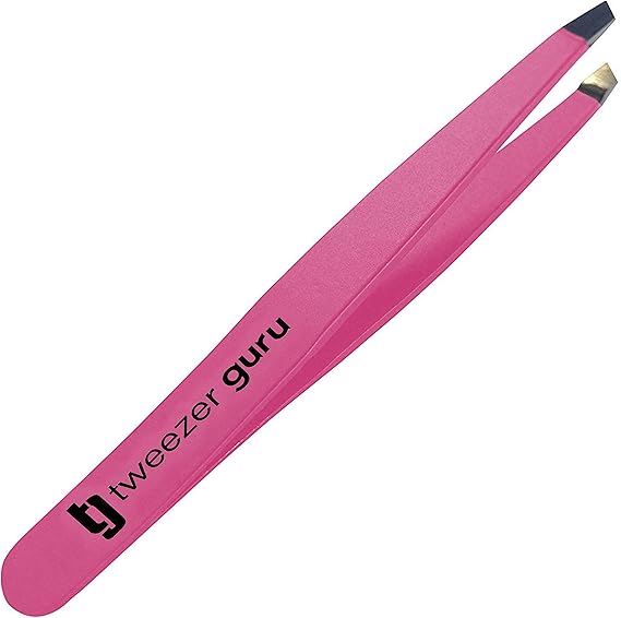 Tweezer Guru Tweezers for Women Slant Pointed Precision Tweezers for Eyebrows