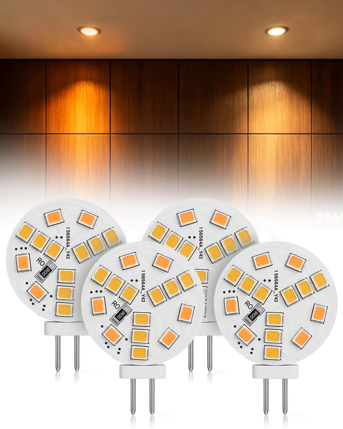 Lamptobe 2W G4 LED Bulbs Equivalent to 20W Halogen, Warm Dimming 3000K to 2000K, G4 Bi-Pin Base, AC/DC 12-24V, 120° Wide Angle, Non-Dimmable, Suitable for Recessed Lighting, Track Lighting, 4-Pack