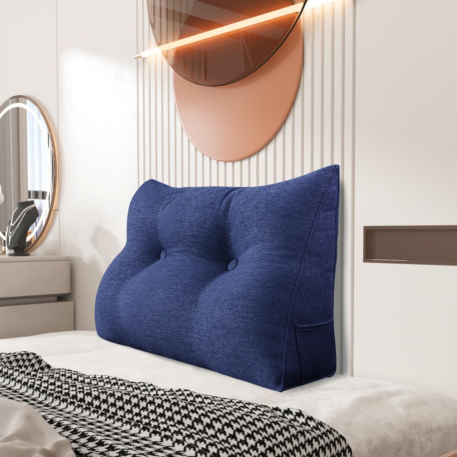 Johnear Rückenkissen als Bettkopfteil Rückenkissen Bett Dreieckiges Lesekissen Rückenlehnkissen Lendenkissen Bücherkissen Kopfenden Stützkissen für Bett Sofa