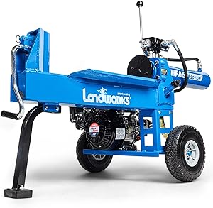 Landworks Log Splitter Portable 20 Ton Rapid Auto Return Ram System Bucher Gear Pump 7HP Engine Horizontal Full Beam Steel Wedge Firewood Splitting Forestry Harvesting