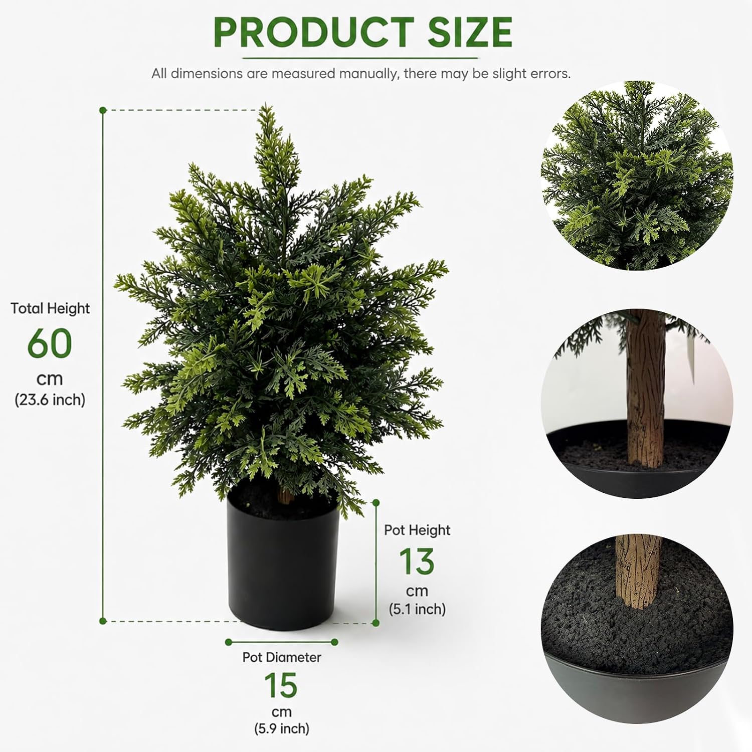 2FT Artificial Cedar Topiary Trees Set of 2, UV Resistant Indoor & Outdoor