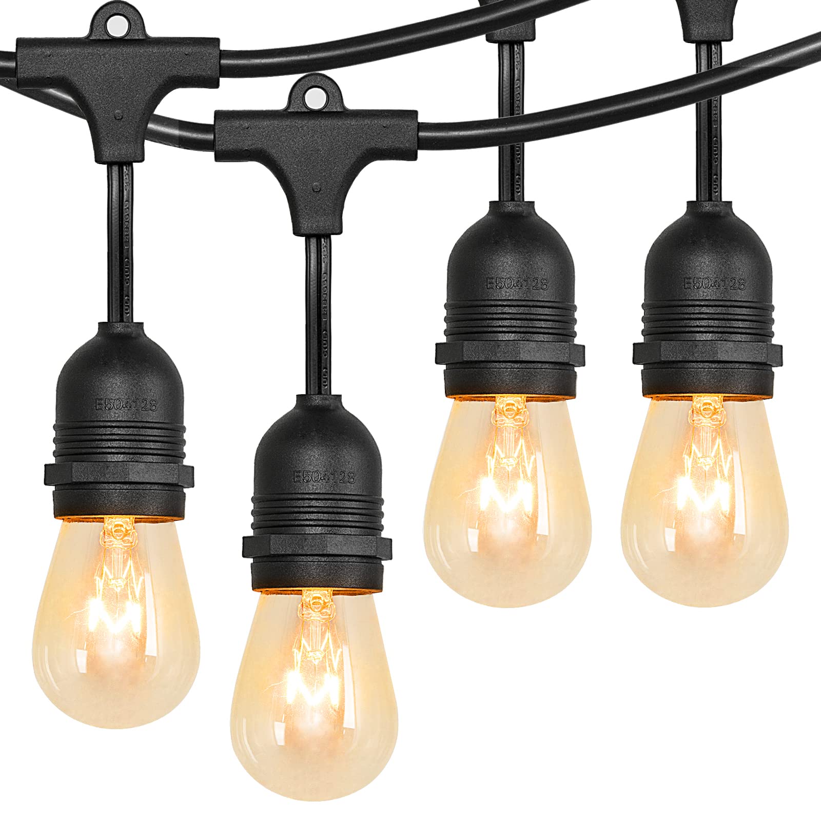 Outdoor String Lights Weatherproof Strand Edison 15+1 Bulbs, 50FT UL Listed Heavy Duty Decorative Café Market Patio Lights for Bistro Garden Porch