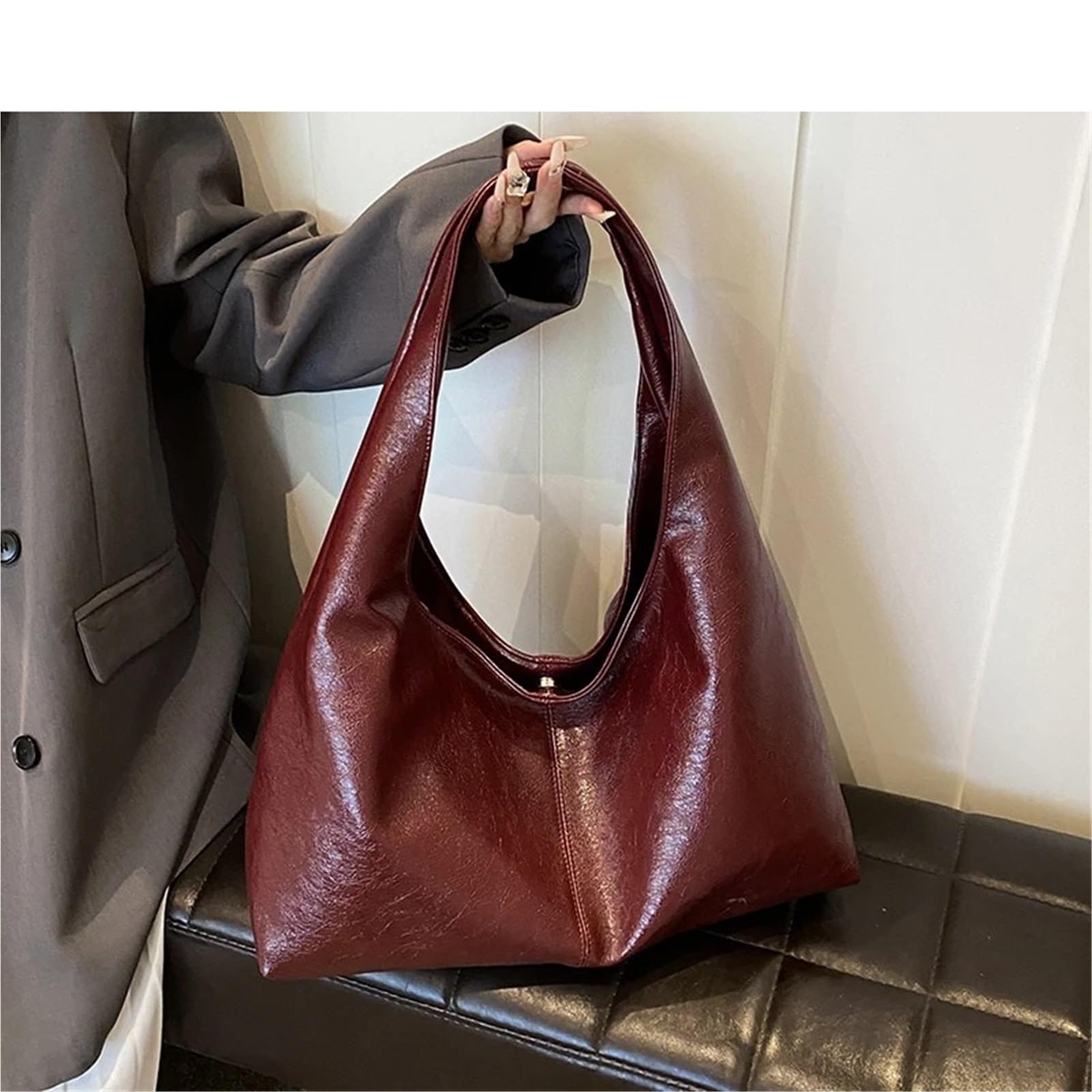 Bolso grande de cuero para mujer Bolsos grandes de piel sintética for mujer, tipo bandolera, for el invierno
