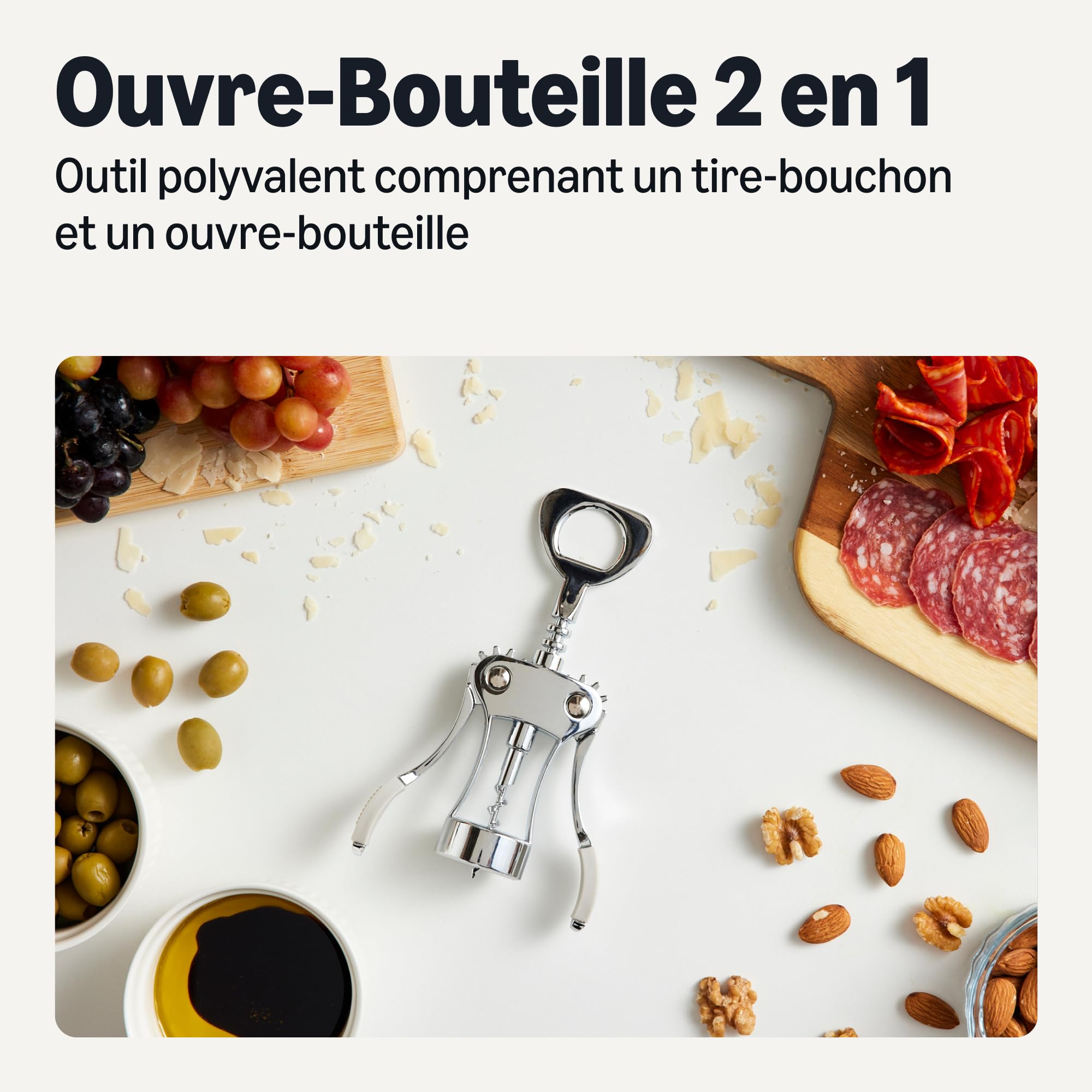 Image secondaire de Tire-Bouchon et Ouvre-Bouteille 2 en 1 Amazon Basics en Alliage de Zinc