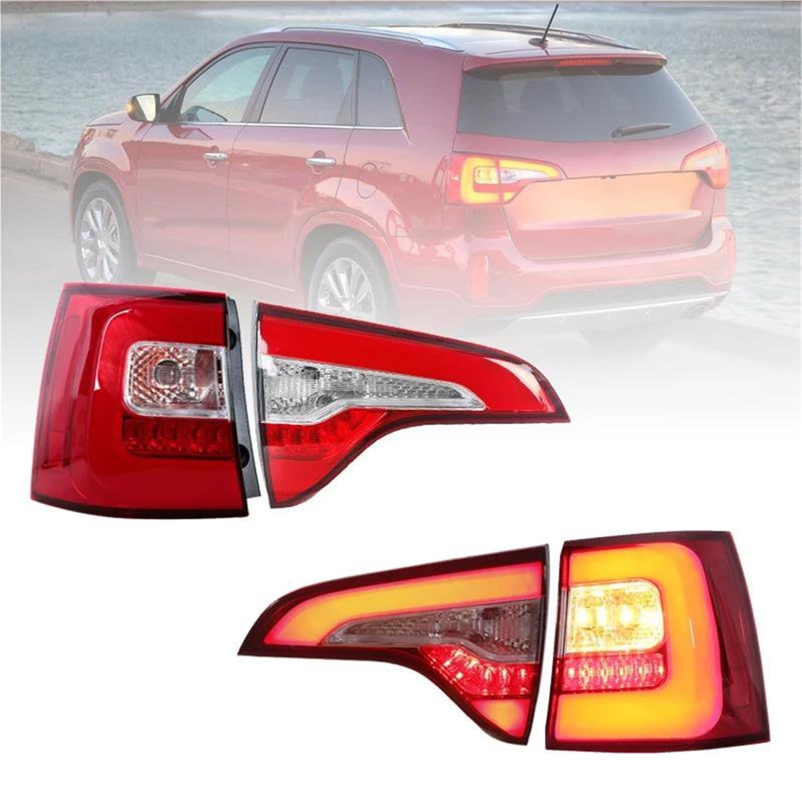 Genérico Luces Traseras Para Kia Para Sorento 2013, 2014 Y 2015. Luces Laterales, De Freno Y De Reversa. Accesorios. Conjunto Faro Trasero(Inside,Izquierda)