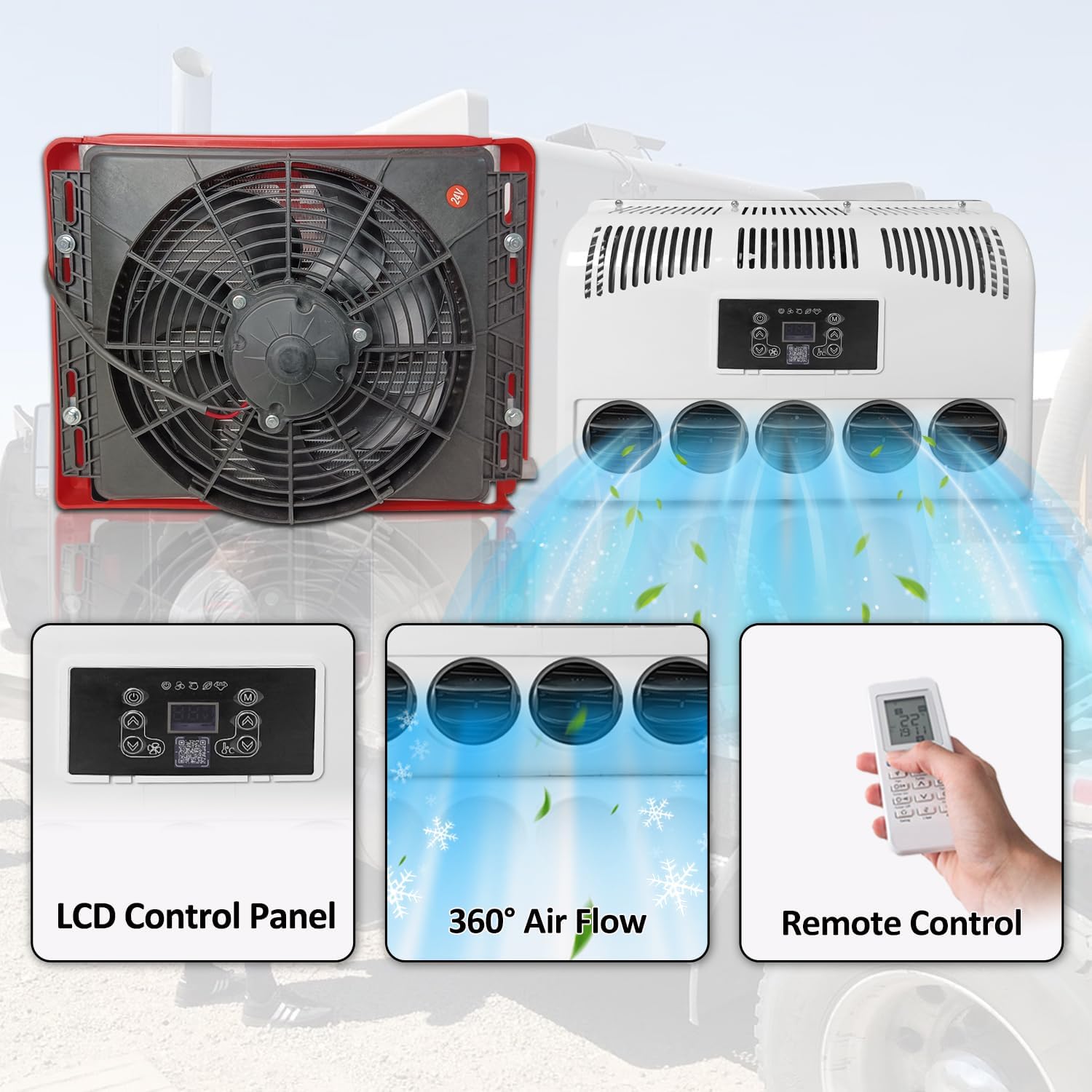 12V Air Conditioner Split Type 9000BTU – 12 Volt Electric AC Unit for Truck Cab, Van, Camper, Tractor, Trailer. Fast Cooling, Quiet Mini Split, Universal Fit.