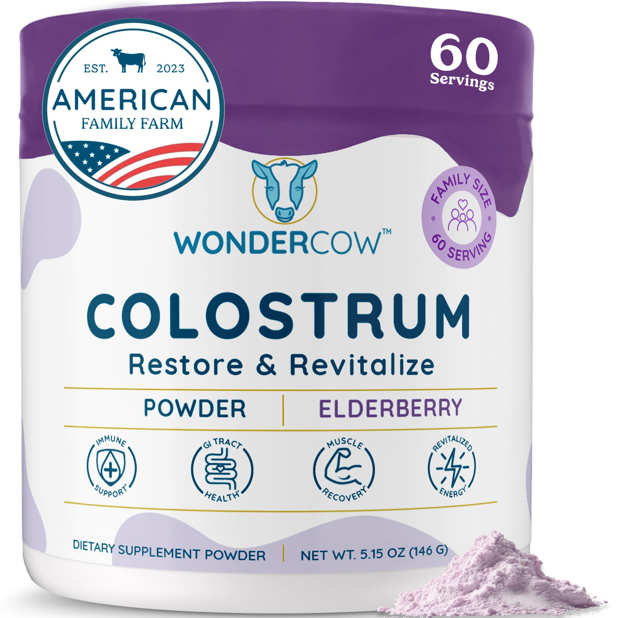 WonderCow Colostrum Supplement Concentrated Elderberry