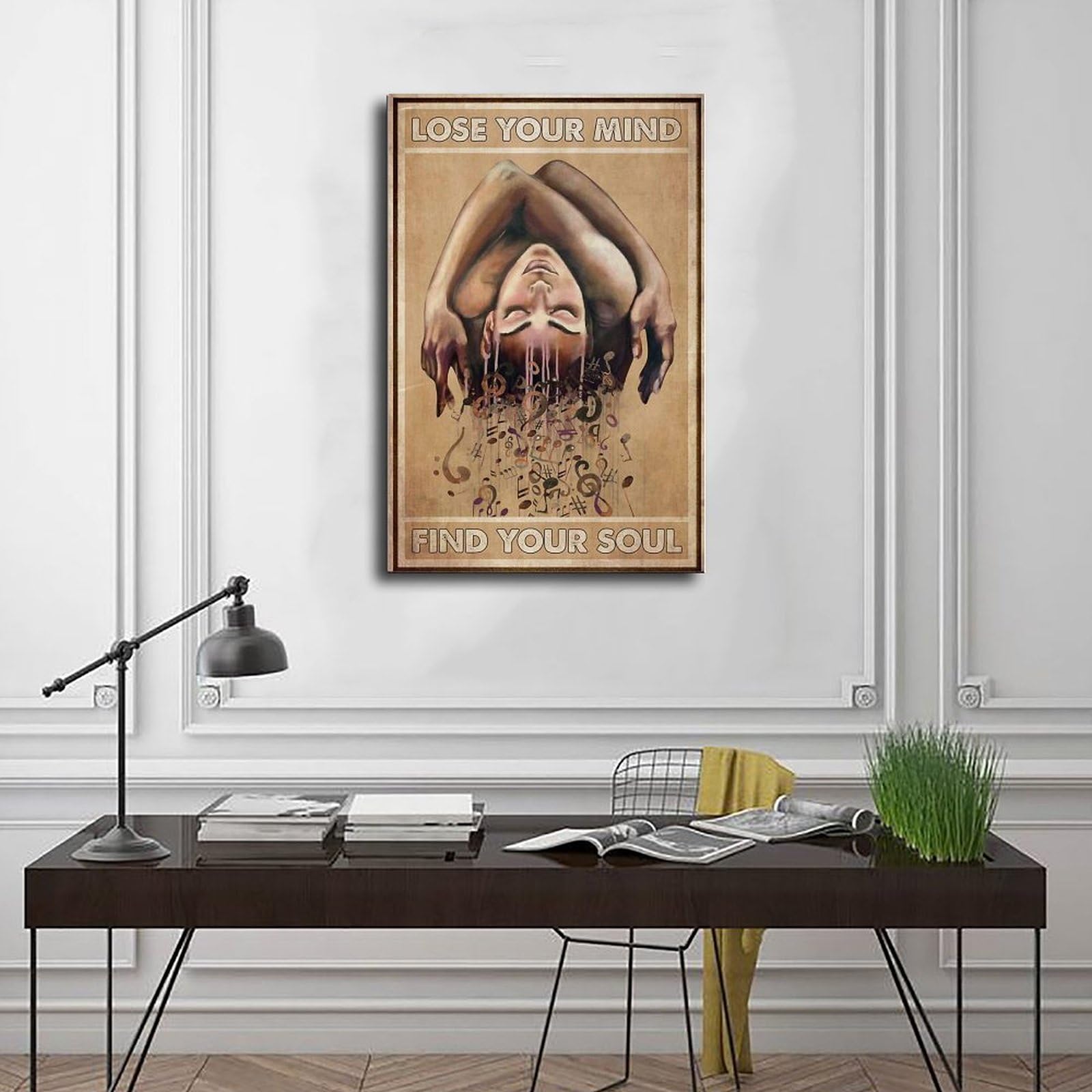 NEOHI Poster e stampe artistiche da parete in stile vintage con ragazza musicale, per camera da letto e ufficio, 40 x 60 cm