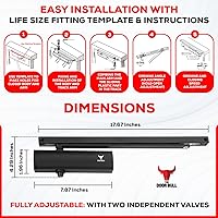 Vista 6 de Series 5000 Automatic Door Closer – Surface Mounted Hydraulic Closer with Hold Open Arm – Adjustable Speed, Easy Install with Template and Video