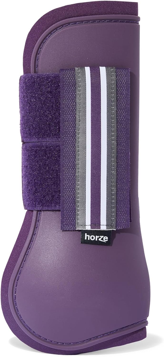 HORZE Adepto Open Front Tendon Boots | Durable Shell with Neoprene Lining - Blackcurrant Purple - Pony