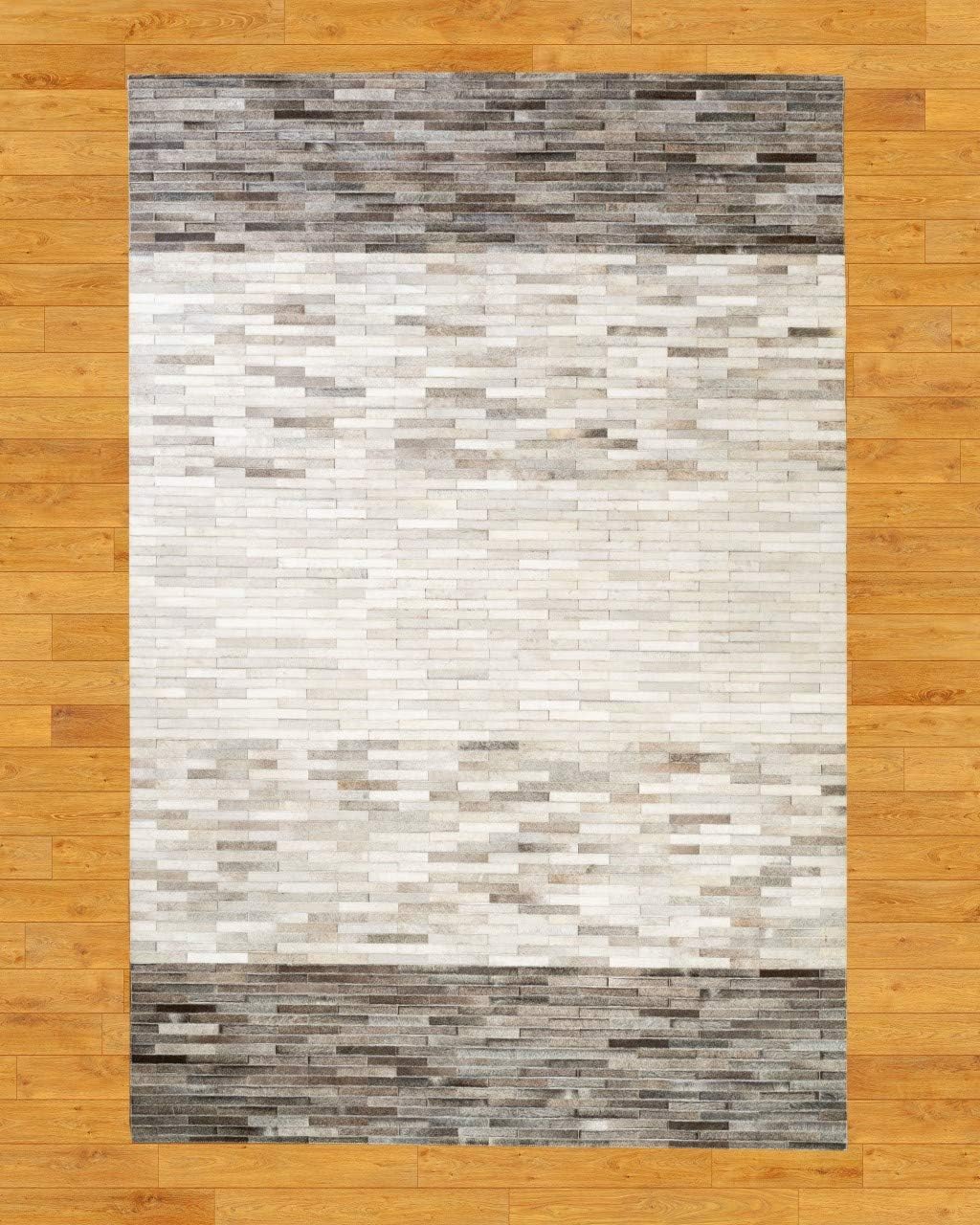 Natural Area Rugs - Rectangle Mesa Leather Contemporary Rug, Eco Friendly Hand Loomed Cowhide Patchwork Rug, 8' x 10'