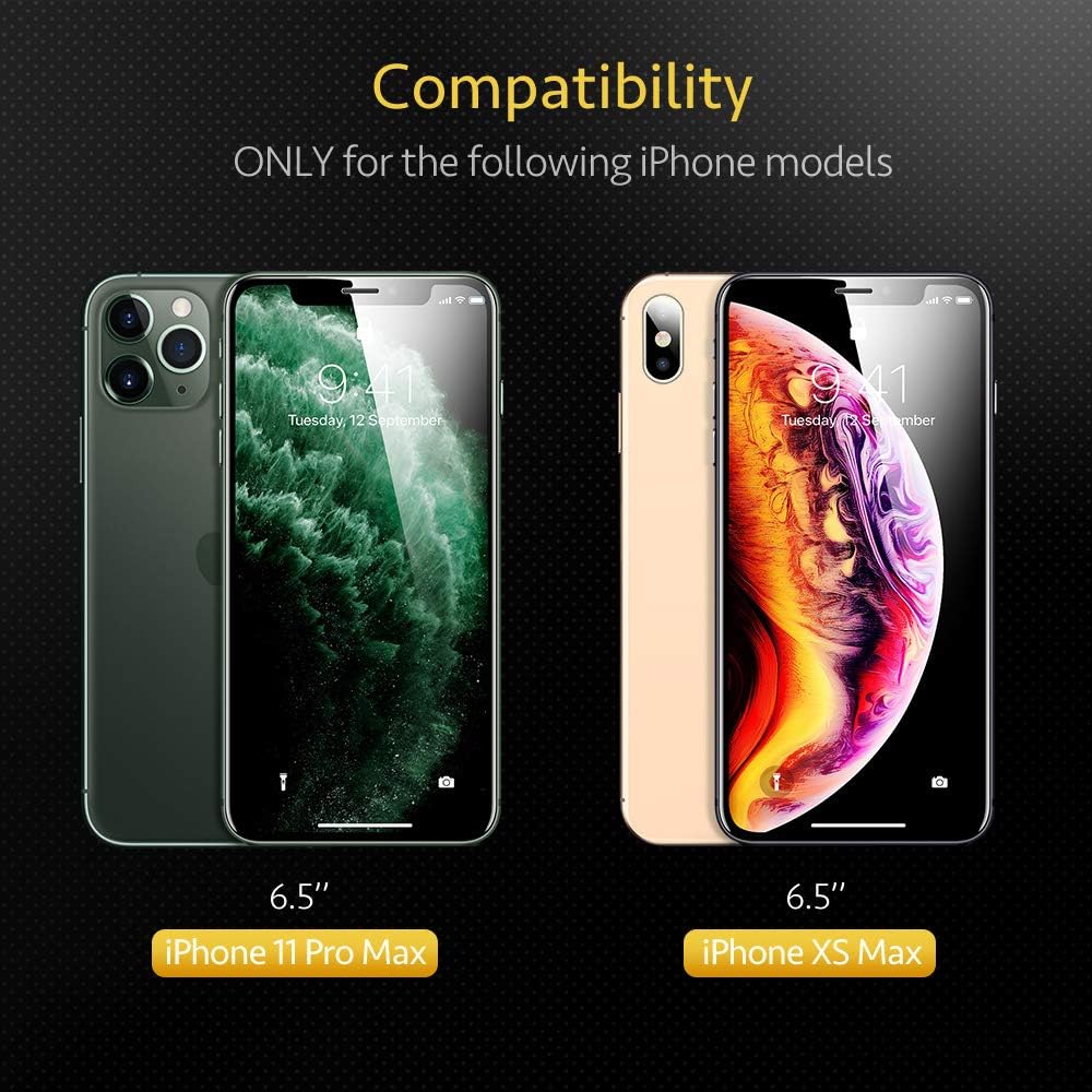 ESR Full-Coverage Tempered-Glass Compatible for iPhone 11 Pro Max Screen Protector/iPhone Xs Max Screen Protector [2-Pack] [Easy Installation Frame] [3D Curved Edges] for iPhone 11 Pro Max/XS Max
