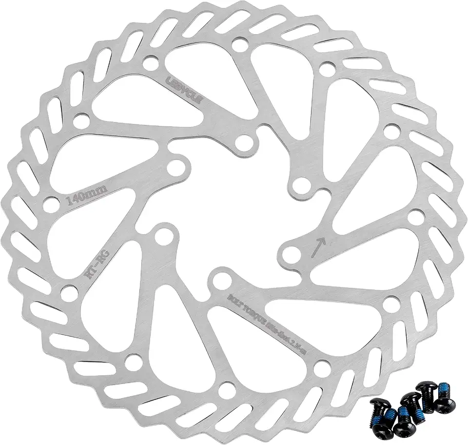 BlueStars Rotor de freio a disco de 140 mm, aço inoxidável, rotor de freio a disco com 6 parafusos - adequado para bicicleta de estrada mountain bike MTB BMX