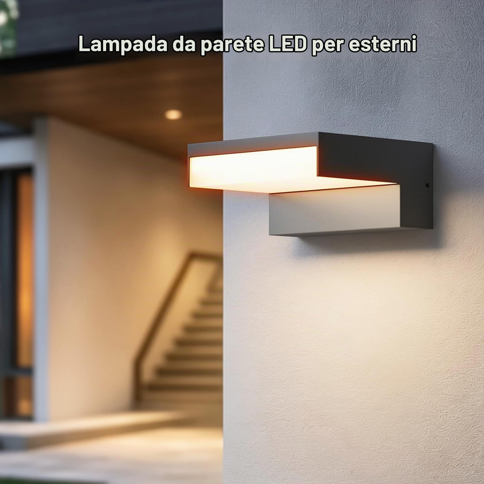 Klighten 24W LED Applique da Parete Esterno,2700K Lampada da Parete Interna ed Esterna,per corridoi,garage,portici e cortili,Aluminium,IP65,Nero