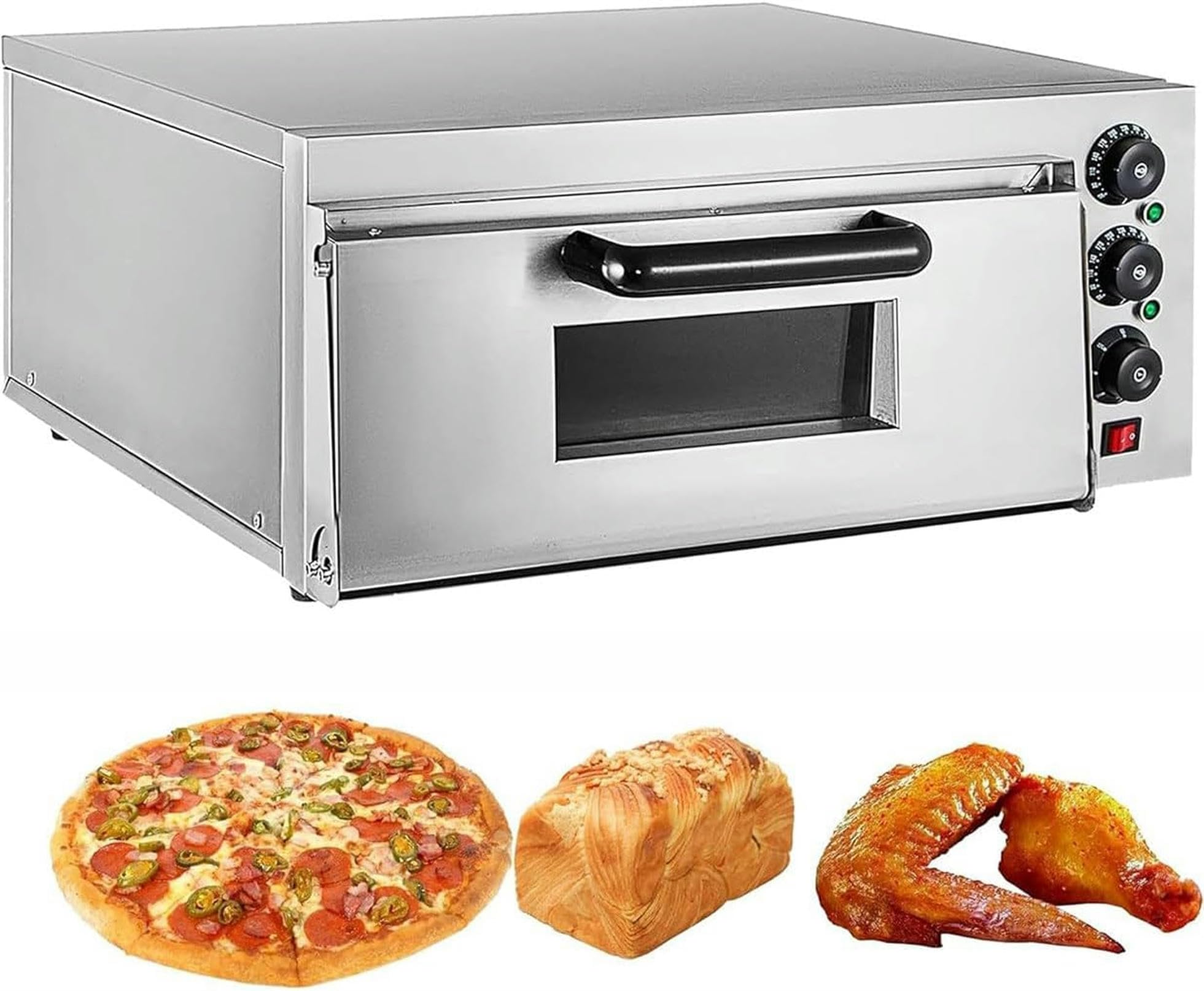 AYCDL Commercial Pizza Oven, Stainless Steel Pizza Maker with Explosion Proof Lamp and Cooling Holes,Doublelayer,Singlelayer