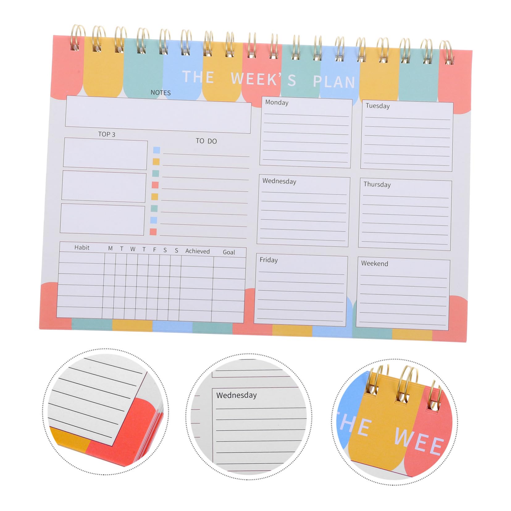 4 Piezas Planificador Semanal sin Fecha con Robusta y Encuadernación Doble Cuaderno Organizador para Tareas y Horarios para Oficina y Escuela de Notas Espacio para Escribir