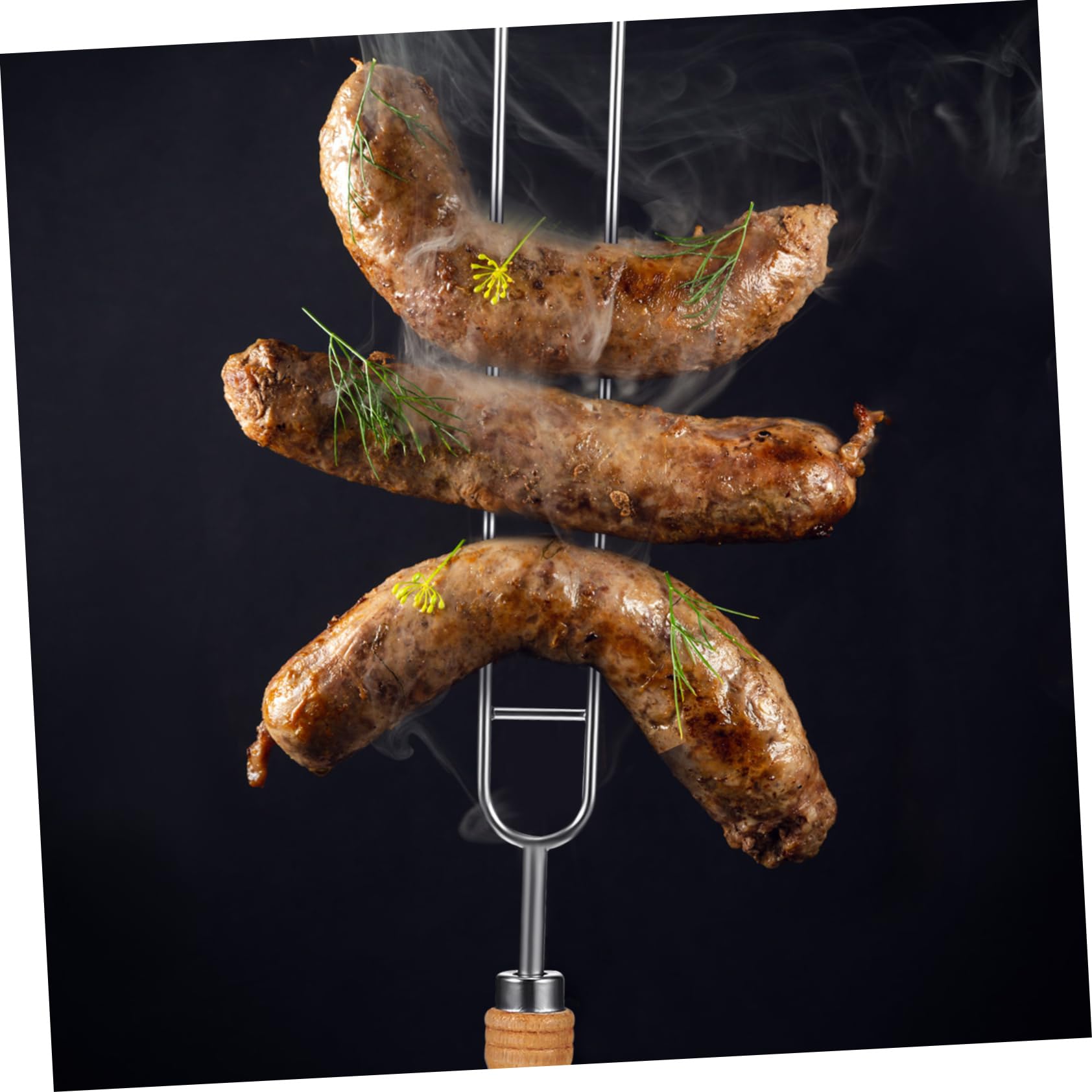 POPETPOP 8pezzi Spiedini per Barbecue in Acciaio Inox con Manici in Legno Bastoncini Doppia Testa e Testa Singola per Grigliare e Servire Inclusi Sacchetti per Arrostire Colore Casuale