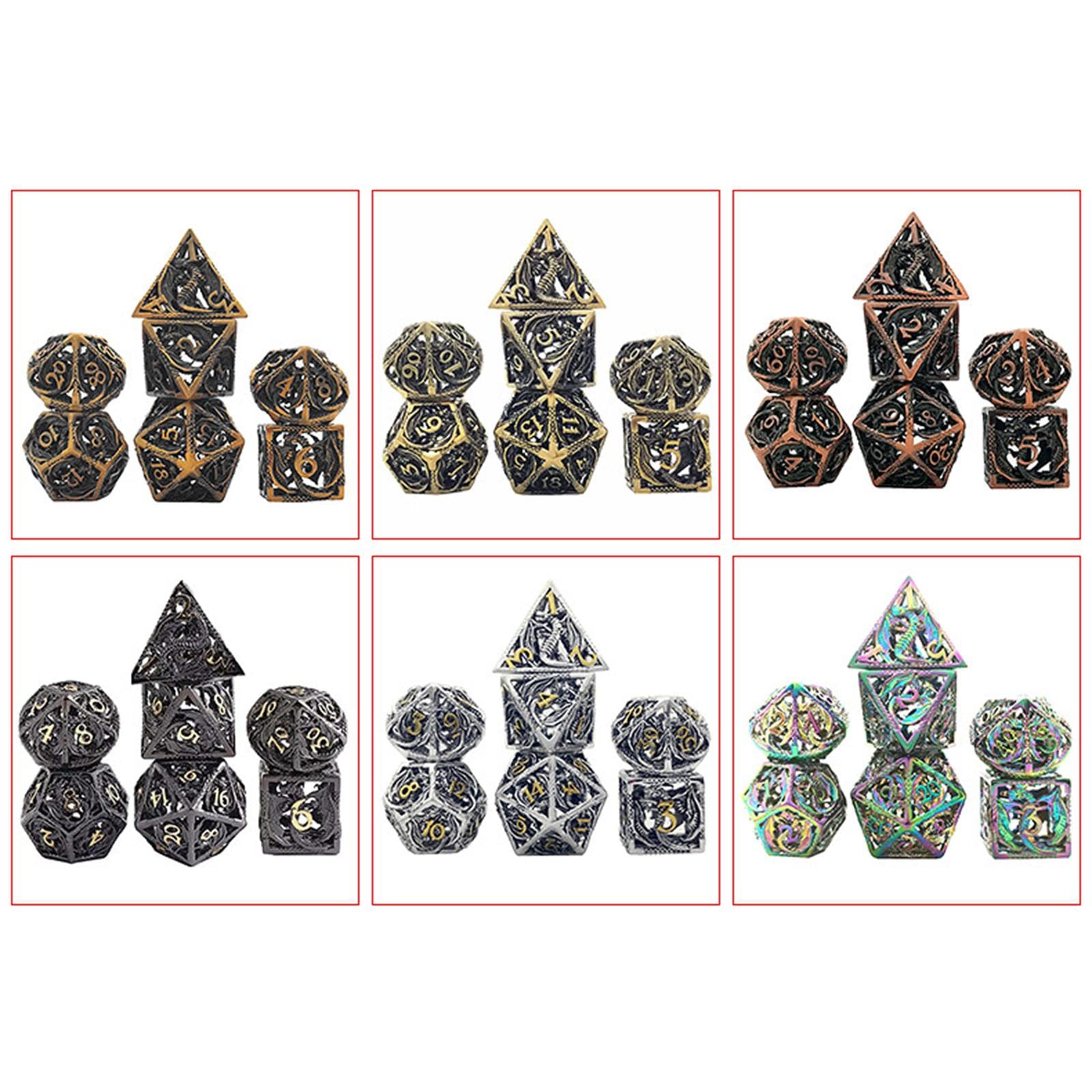 Harilla Ensemble de Dés En Métal de Cuivre Ancien Rol Polyèdre Dragon Diction Jeu