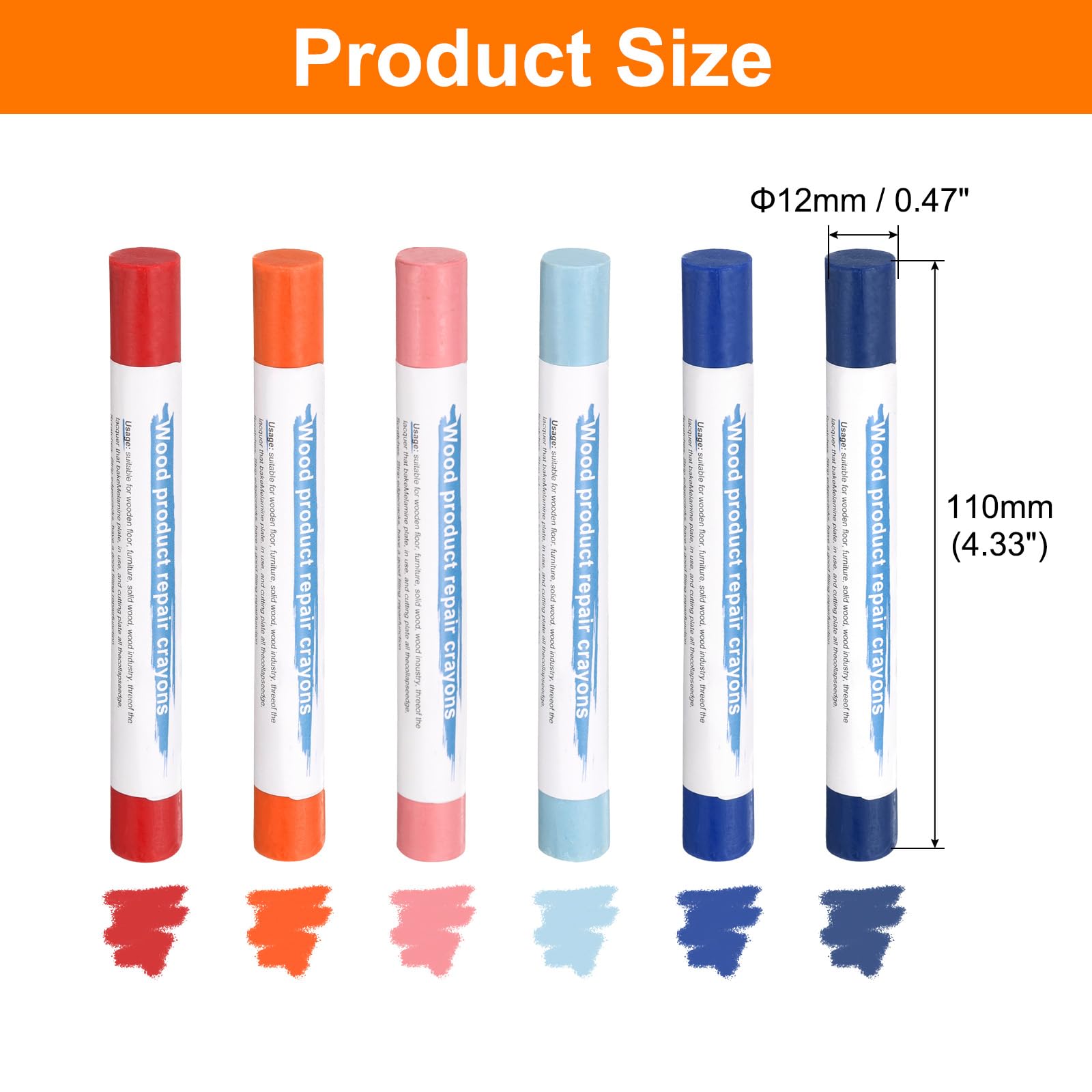 QUARKZMAN Bastoncini Riempitivi per Legno 6 Colori Cera per Legno per Riparazione Mobili Crayon per Jewel Blue, Navy Blue, Blue, Orange, Dark Red, Pink