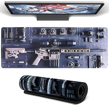 Large Military-Themed Gaming Mouse Pad - Cool Tactical Gear Display Desk Mat for Keyboard, Computer Accessories & Table Decor