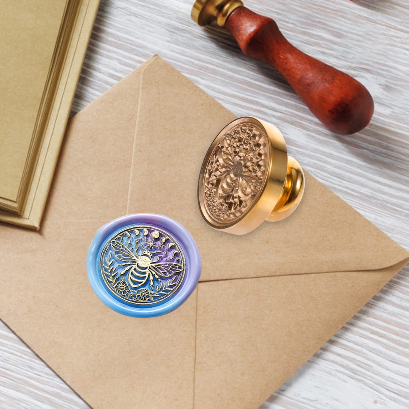 25mm Brass Wax Seal Stamp With Wood Handle - Perfect For Wedding Invitations & Letters