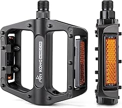 KONG MING CAR Bicycle Pedals, Non-Slip MTB Pedals Made of Aluminium with Reflectors, 9/16 Inch DU Bearings Bicycle Platform Pedals for BMX, MTB, Road Bikes