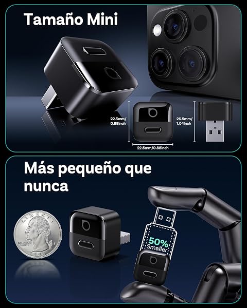 OTTOCAST Mini Pico 2026 Adaptador Inalámbrico CarPlay y Android Auto, Botón Inteligente, 5-8s Conexión Automática, USB-A/C, Actualización OTA, Conexión con Cable a Inalámbrica (iOS 10+/Android 11+) - 3