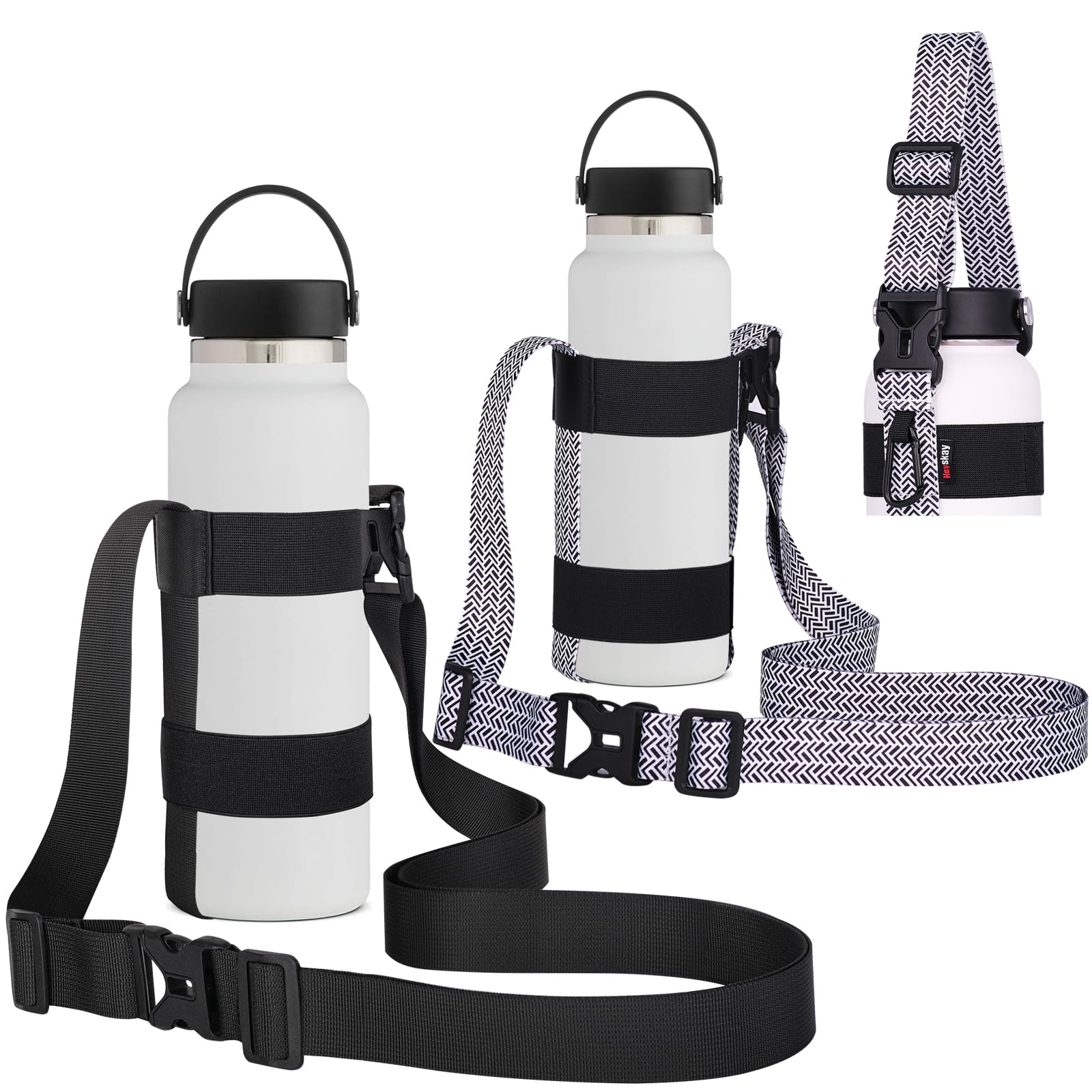 HEYSKAY Water Bottle Holder With Handle and Adjustable Shoulder Strap, Sling With Carabiner for 12oz-40oz Hydro Flask, Sports, Gym, Hiking, Camping,