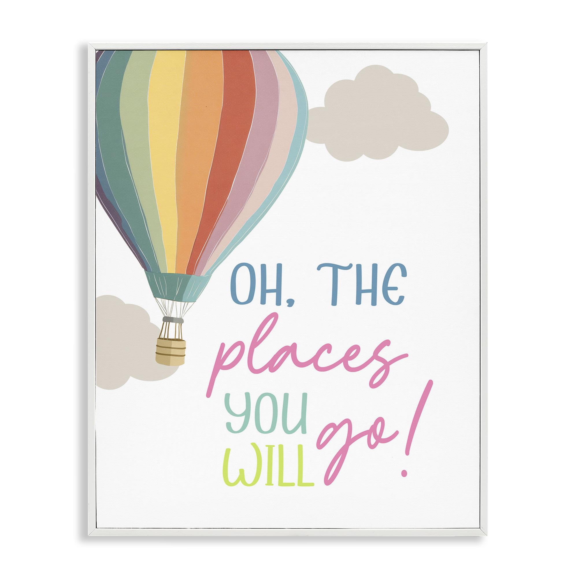 Stupell Industries 'The Places You Will Go', Framed Giclee Art, White, 16 x 20 Inches, Easy to Hang and Sturdy, Made in USA, by Christine Simpson Art