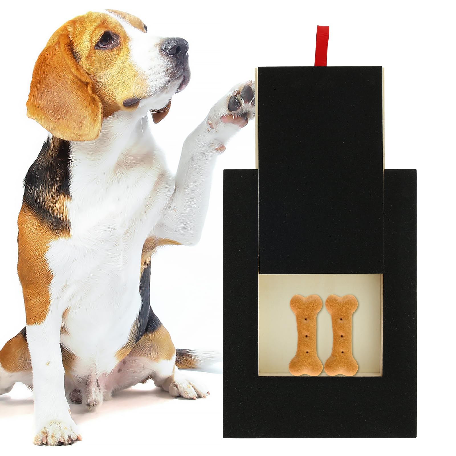 PandaHug Dog Nail Scratch Board File, Multifunctional Wooden Scratching Boards with Built-in Snack Box, Sturdy Sandpaper Puppy Nail Grinding Pad Dog Nail File Toy for Sensitive Dog Puppy Cat
