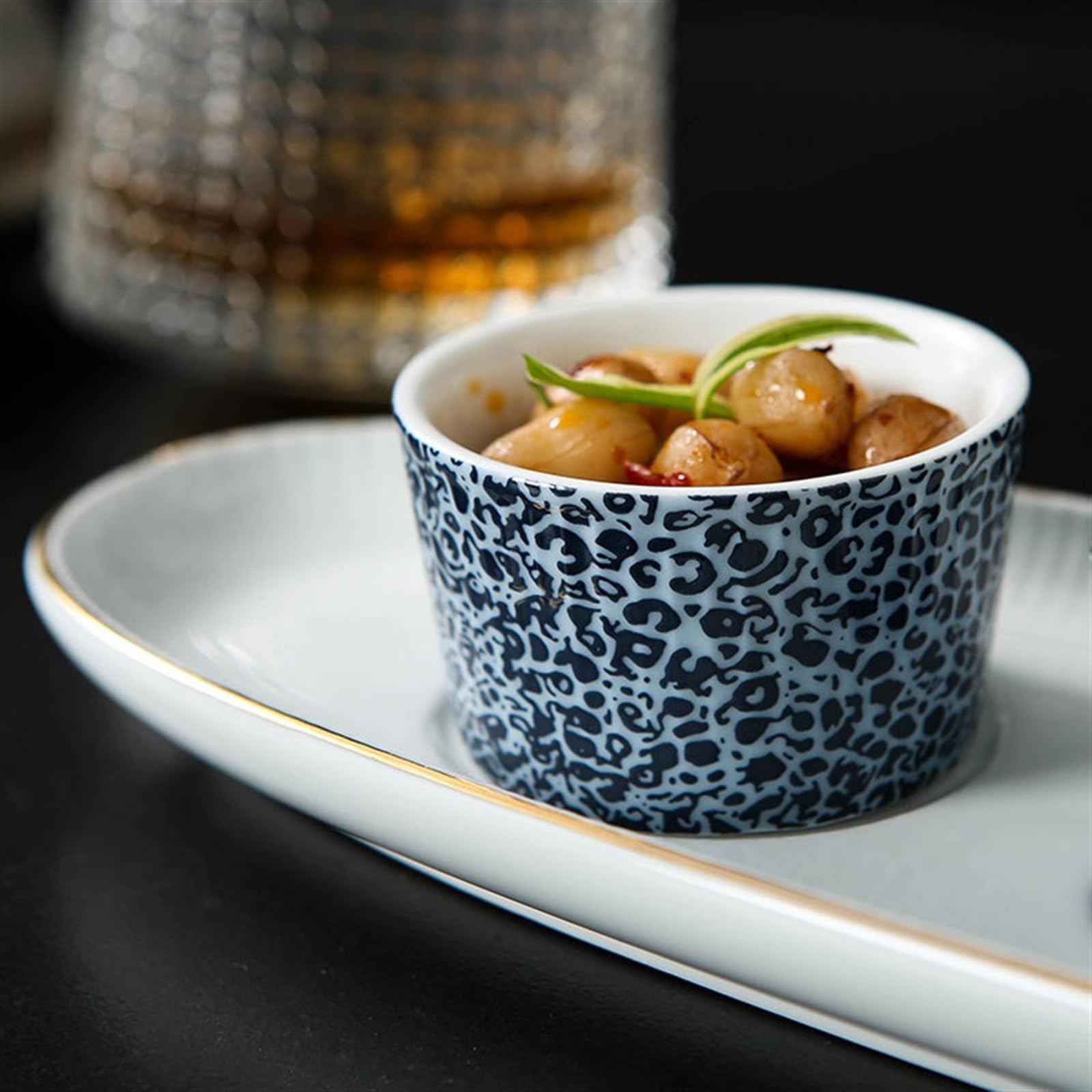 Dipschalen Snackschalen Hotelrestaurant, kommerzieller Dreifachteller, kalte Gerichte, Snacks, Snacks, Salat, Snackteller, Keramikgeschirr Saucenschälchen