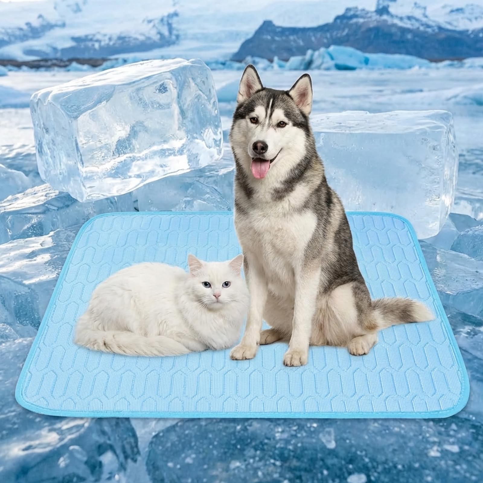 WaaRiuQ Dog Cooling Mat, Cooling Mat for Dogs, Cool Mat for Dogs, Dog Cooling Mat Large, Cooling Blanket, Blue Pet Cooling Mat for Indoor and Outdoor Use