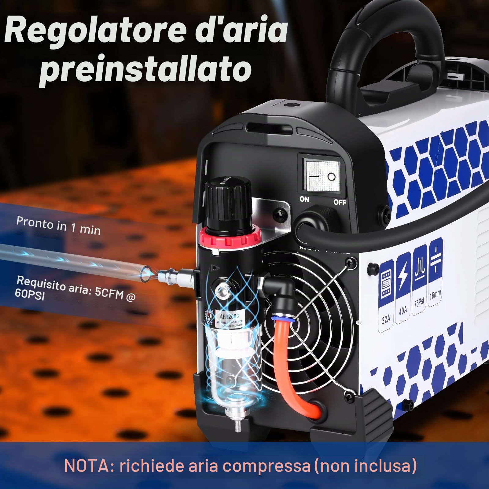 Reboot Taglierina al plasma a bassa frequenza 40 A, 230 V, IGBT | Spessore massimo di taglio 25 mm, bruciatore 2T/4T per acciaio inossidabile, alluminio, rame, modello RBC4000LF