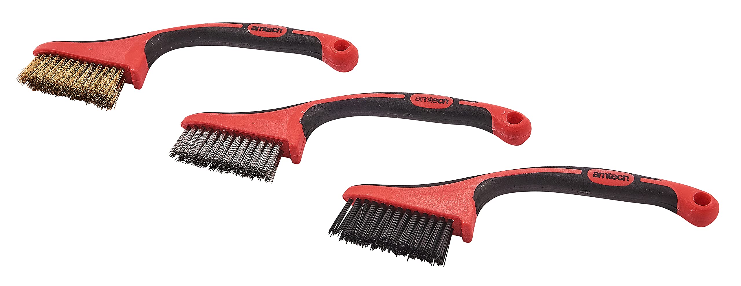 3Pc Brush Set - Wire Brass Steel Nylon Paint Amtech S3545 Mini Rust Cleaner - 3Pc Wire Brush Set Brass Steel Nylon Paint Amtech S3545 Mini Rust 5032759036875