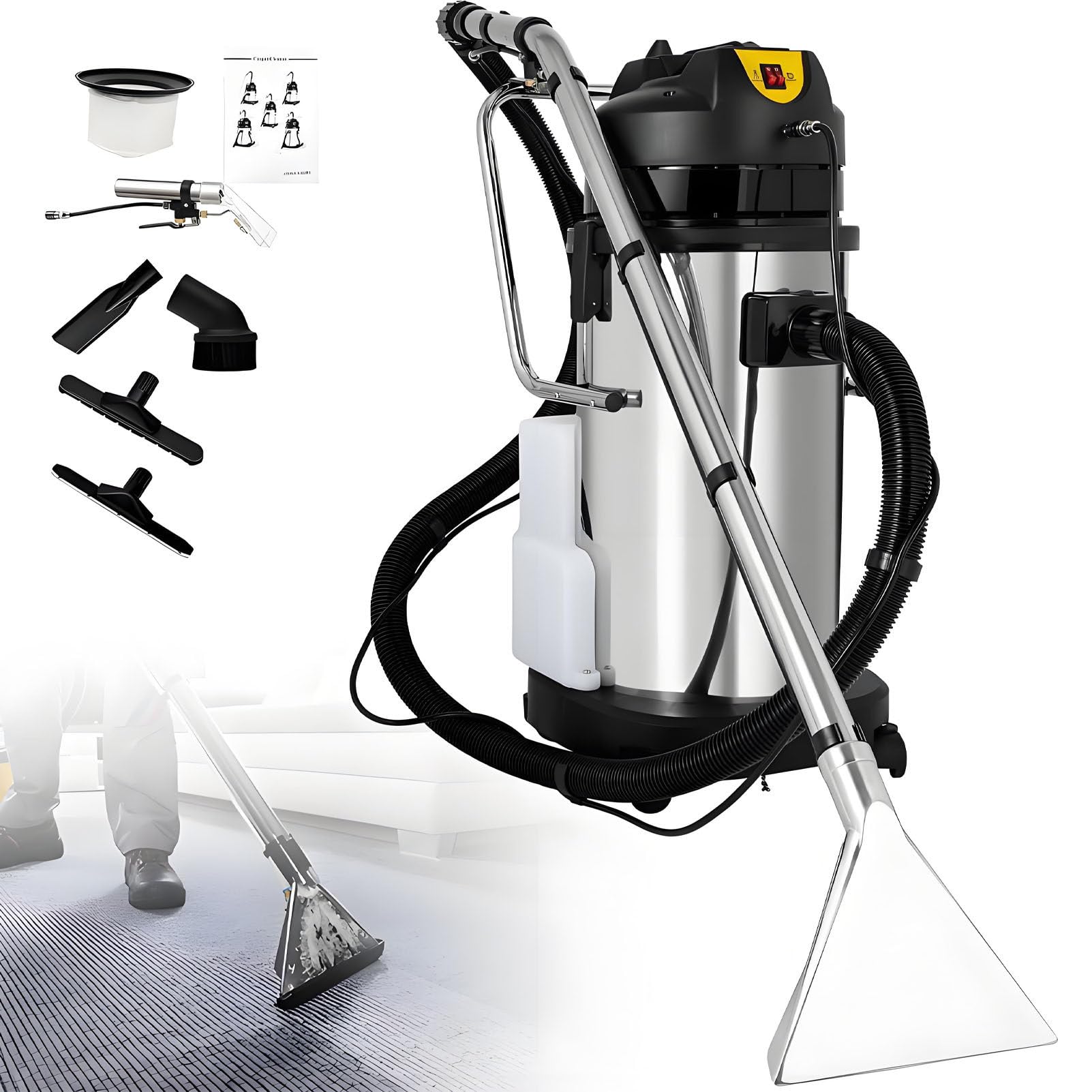 Aspiradora extractora Comercial para Limpieza de alfombras, sofás, Cortinas y moquetas, limpiadora de alfombras portátil, máquina para Suelos de 40 L/10,56 galones (40 L).