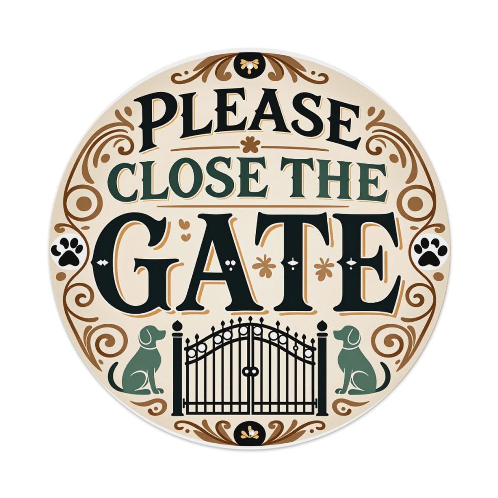 Please Close The Gate Round Tin Sign Vintage Style Metal Sign Home Bar Garden Wall Plaque Decor Metal Poster 8x8 Inch