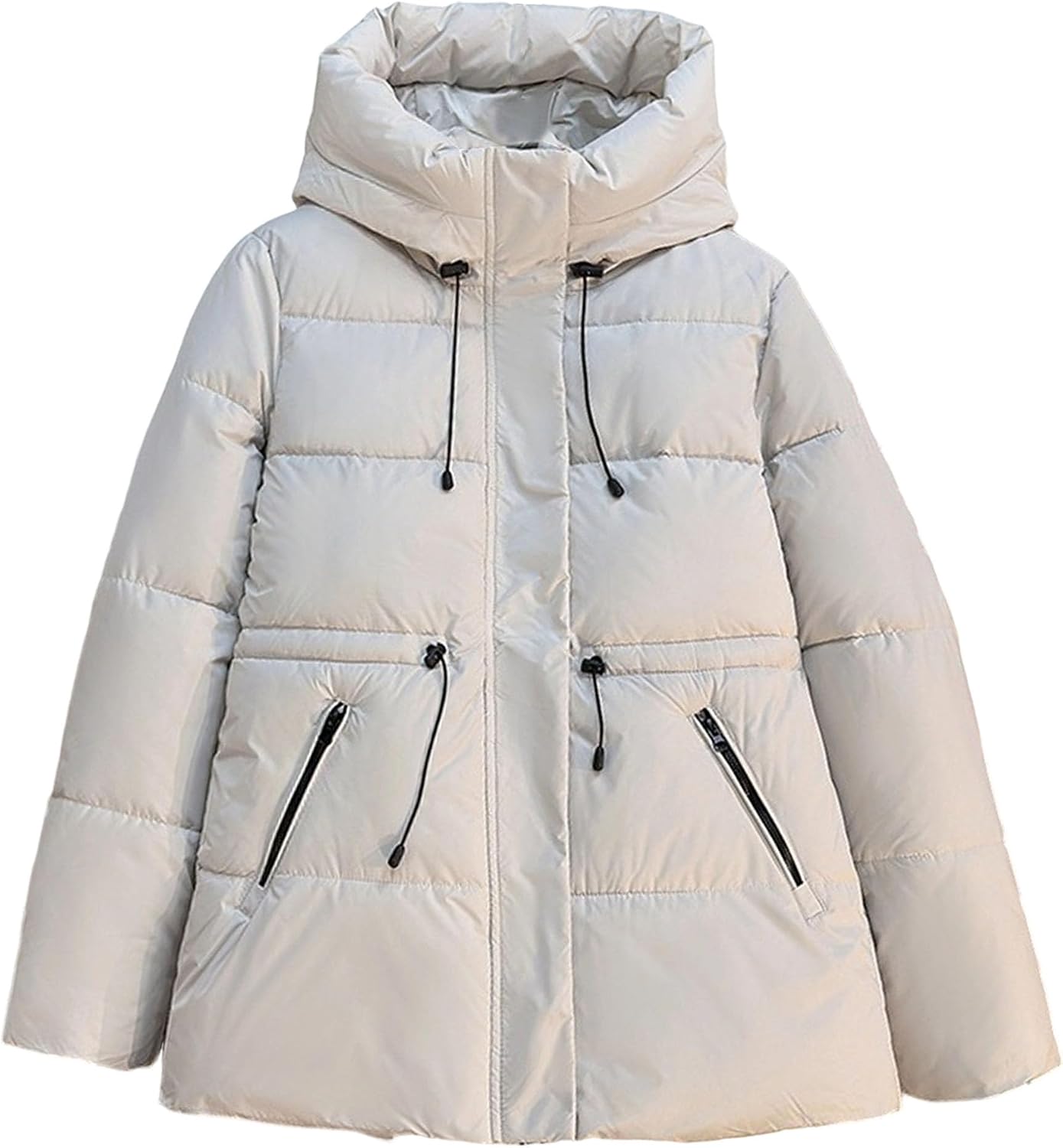 Women's Cropped Puffer Jacket Coats Winter Zip Up Hooded Short Warm Padded Jacket Parka Coat Outerwear with Hood 2025