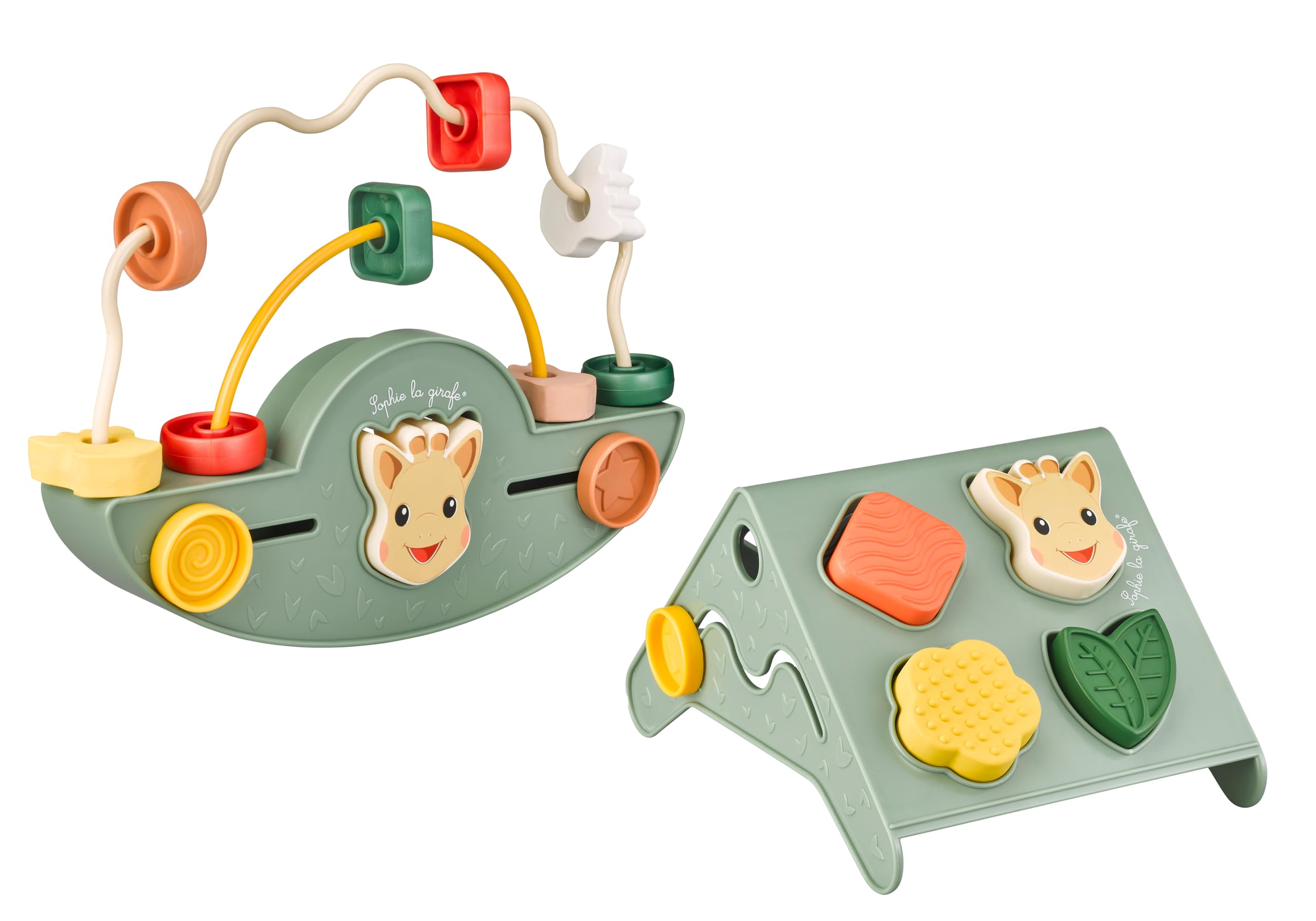 Sophie la Girafe Coffret Éducatif 2-en-1 Boulier Bébé Dès 10 Mois Jeu | Balancier | boîte à formes | caoutchouc naturel | plastique recyclé | motricité fine logique | cadeau bébé fille garçon