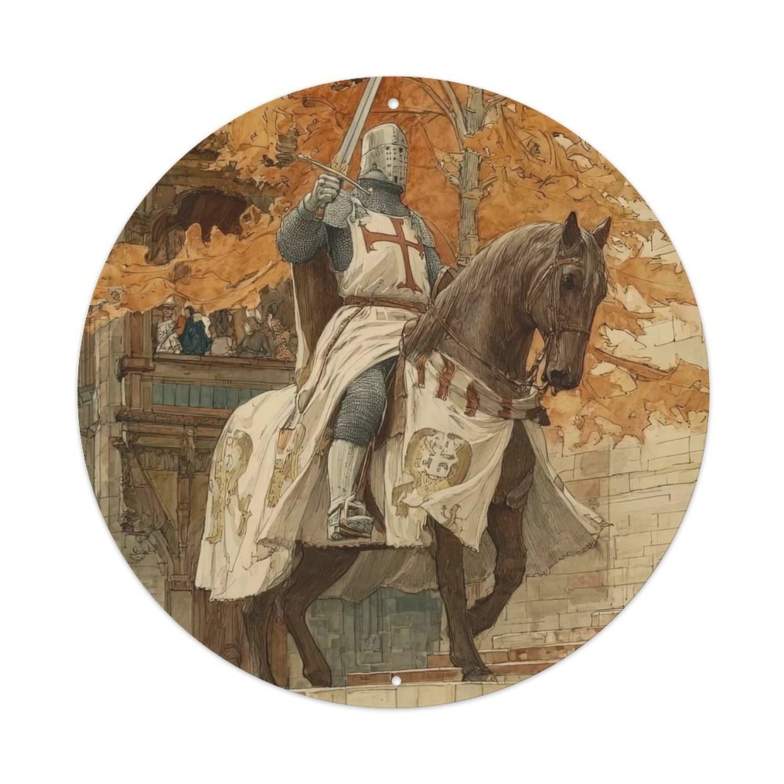 Medieval Knight Poster Christian Crusader Armor Metal Tin Sign