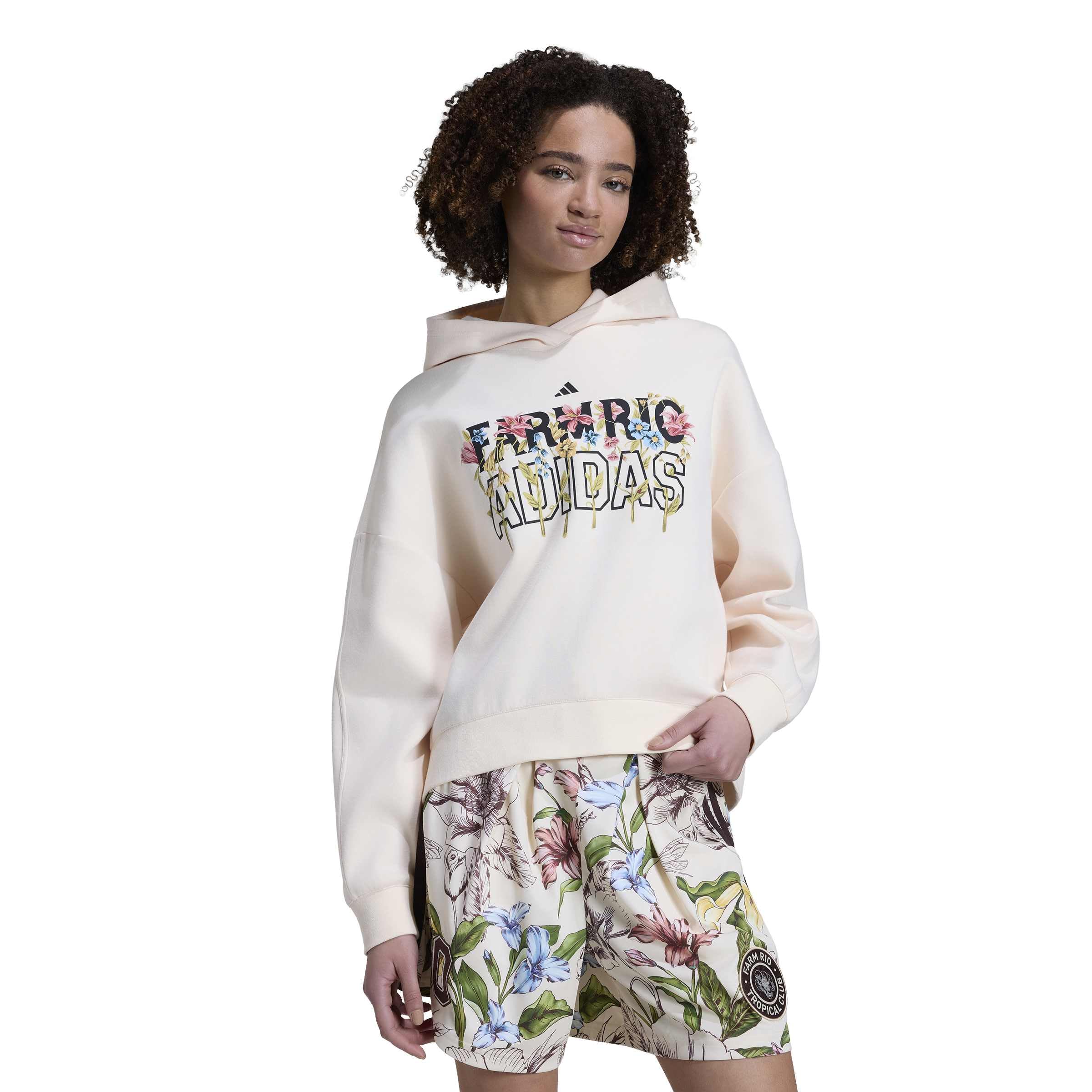adidas Kobiety Adidas X Farm Rio Hoodie Sweatshirt, ecru tint/shadow brown/MULTICOLOR, XS
