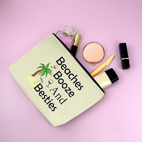 Miniatura 6 de Regalos de playa para mujeres, bolsa de maquillaje, regalos para amantes de la playa, Negro + Beige)