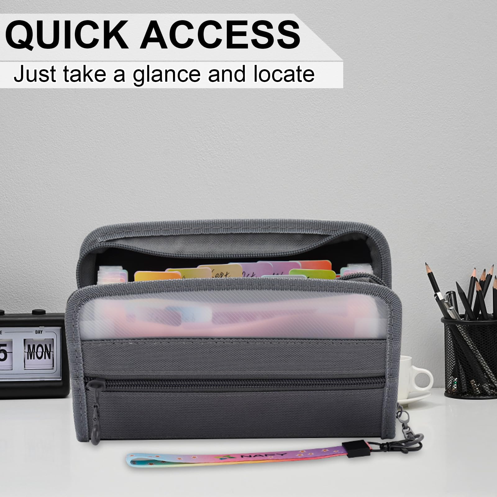 NAFY A6 Size 13-PocketAccordion File Organizer Wallet, 8x5.3 Inches, Coupon Receipt Holder with Zipper, A6 Black - Image 4