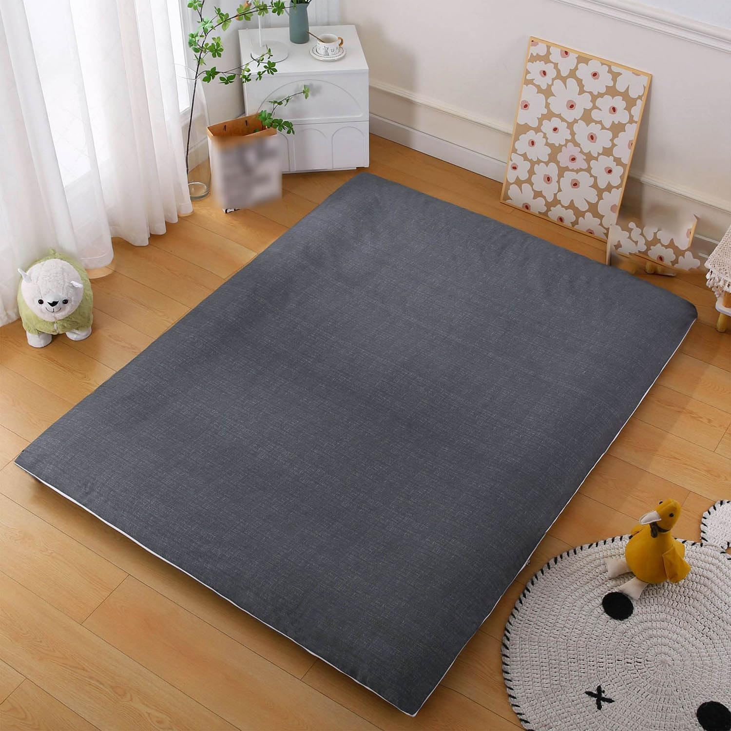 Traditional Japanese Futon Mattress 100% Cotton,Double Zipper Futon Floor Mattress Cover,Tatami Mattress Protective Cover,Machine Washable,T,100x190cm/39x75