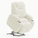 Power Lift Chair Massage Recliner Chairs for Elderly - Ergonomic Design with Cup Holders & Side Pockets&comma; Remote Control &lpar;White&rpar;