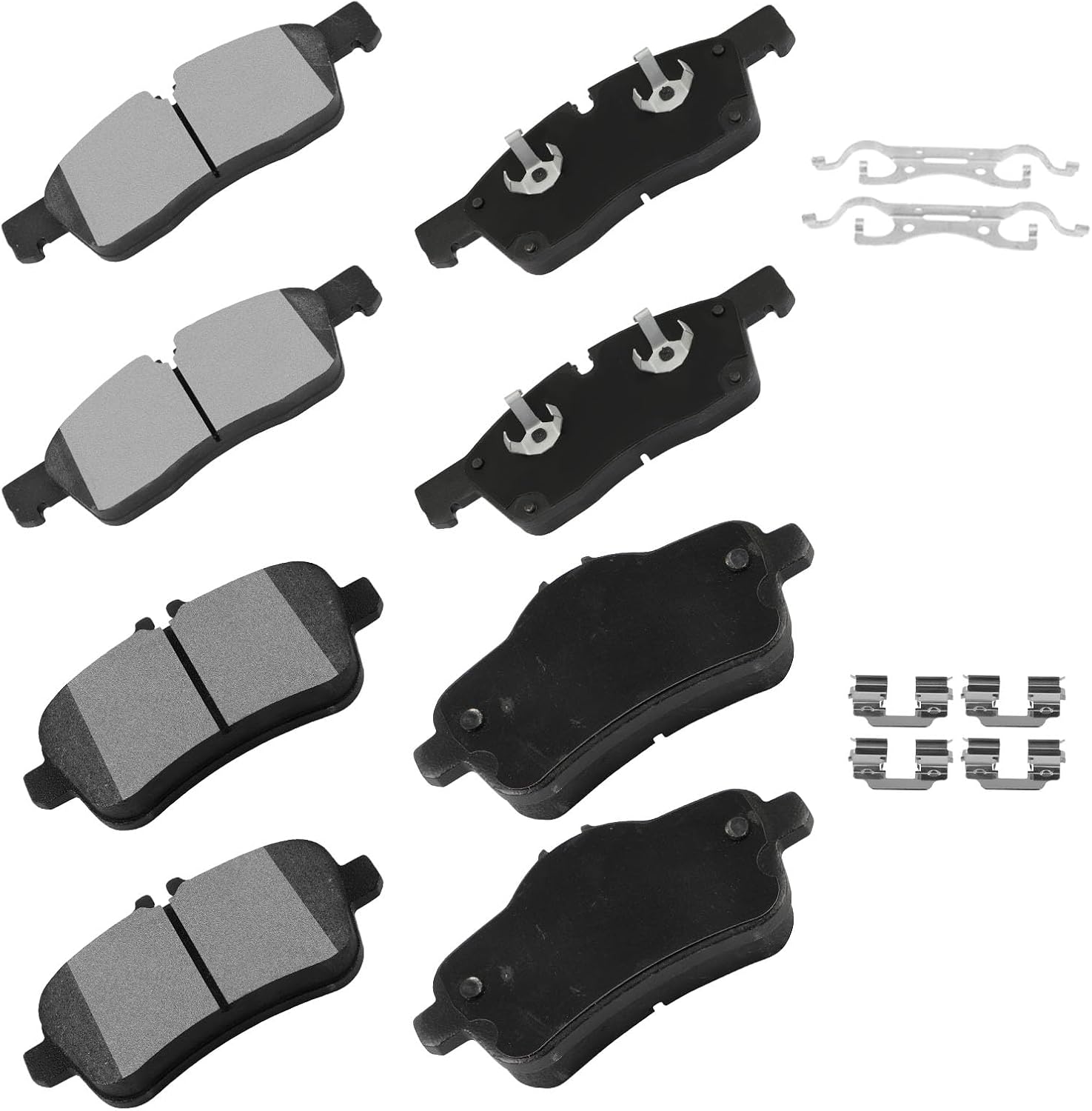 cciyu D1629 Front(Ceramic) & D1630 Rear(Semi-Metal) Disc Brake Pads Set w/Hardware Fit For Mercedes-Benz For GLE300d 16/For GLE350 16-18/For GLE400 16-17/For ML250 15/For ML350 12-15/For ML400 15