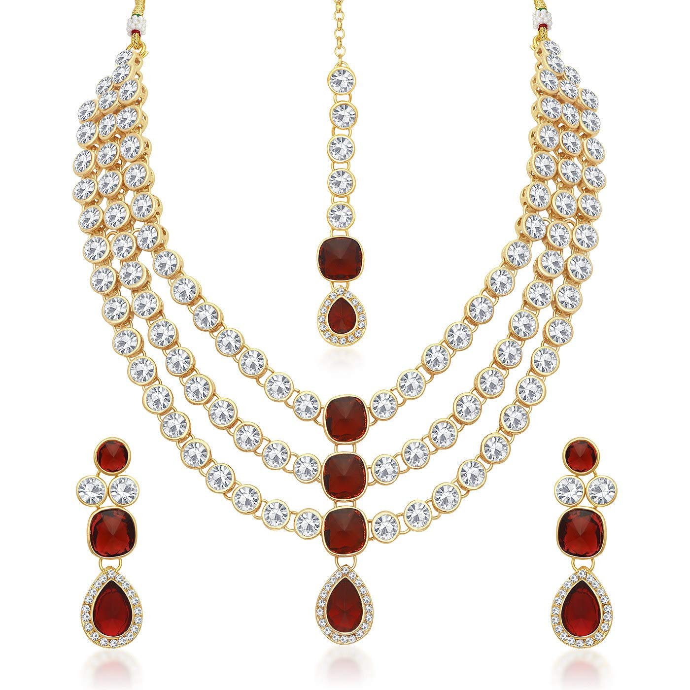 Sukkhi Modish Gold Plated Wedding Jewellery Kundan Multi-String Necklace Set for Women (N73517_D1) (B07W4ZM3Y9) Amazon Price History, Amazon Price Tracker